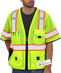 Dib Safety Reflective Mesh Vest ANSI Class 3, High Visibility with Pockets and Zipper, Made with 3M Reflective Tape, Yellow S