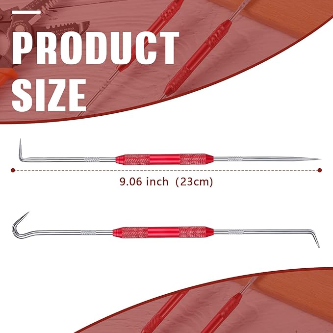 4 Pcs Hook and Pick Set Double Pointed Scribe Car Auto Oil Metal Pick O Ring Seal Puller Hooked Scriber Marking Tools for Carpenter Machinists Technicians, 9.06 Inches