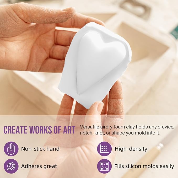 CALPALMY Air Dry Foam Clay, 360g White Moldable Soft Clay - Image 3