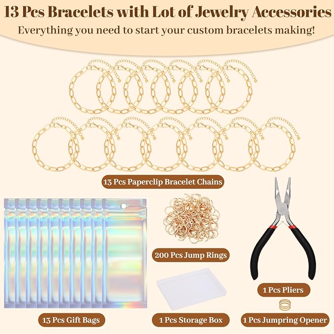 Jupwalz 478 Pcs Gold Charm Bracelet Making Kit - Image 3