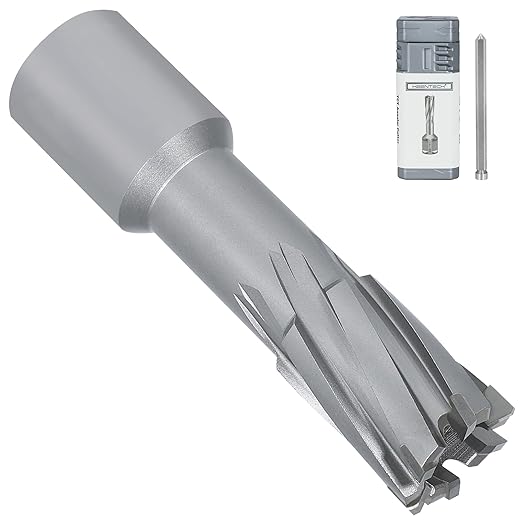 KEENTECH Carbide-Tipped Annular Cutter, 13/16" Diameter x 1-3/8" Depth, 3/4" Weldon Shank (2 Flat), High Speed Cutting TCT Mag Drill Bit with Pilot Pin for Harder Material, Stainless Steel, Cast Iron