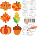 24 Sets Fall Sand Art Crafts for Kids Autumn Maple Leaf Pumpkin Turkey DIY by Relaxgiant