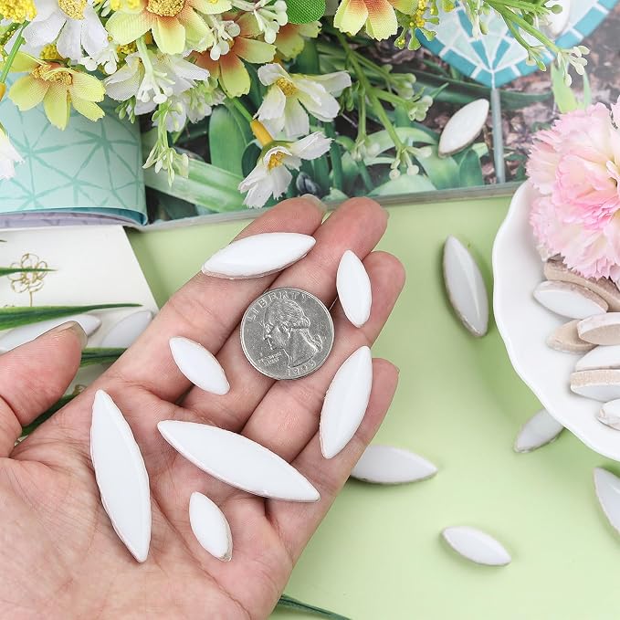 Artspac White Petal Ceramic Mosaic Tiles - Image 8