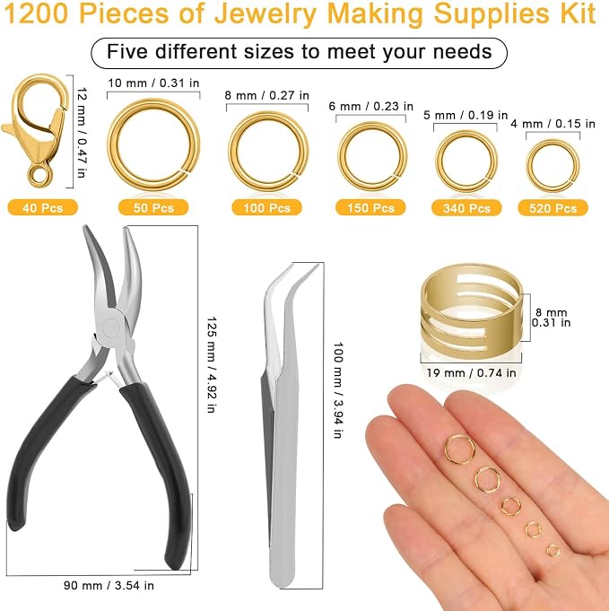 Anezus 1200PCS Jump Rings for Jewelry Making Kit, Jewelry Making Supplies and - Image 3