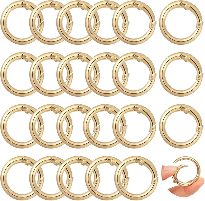 Round Carabiner Clip Bulk 20pcs 1.3 Inch Gold Circle Carabiner Key Ring Clips by Cmidy