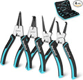DuraTech 4 PCS Snap Ring Pliers Set, 7 Inch Heavy Duty Internal & External Circlip Pliers Kit with Straight/Bent Jaw, Premium CRV Steel, Precision Spring Loaded C Clip Pliers with Storage Pouch