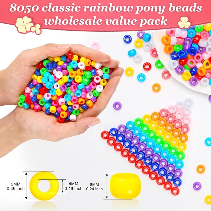 Eppingiwn 8050pcs Pony Beads, Plastic Bead - Image 2