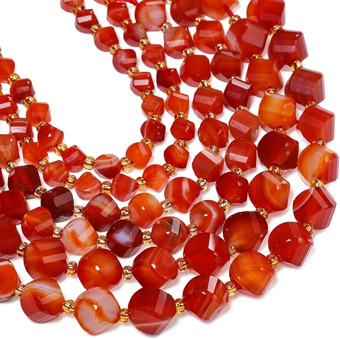 42pcs Natural Red Striped Agate Stone Beads by Yochus