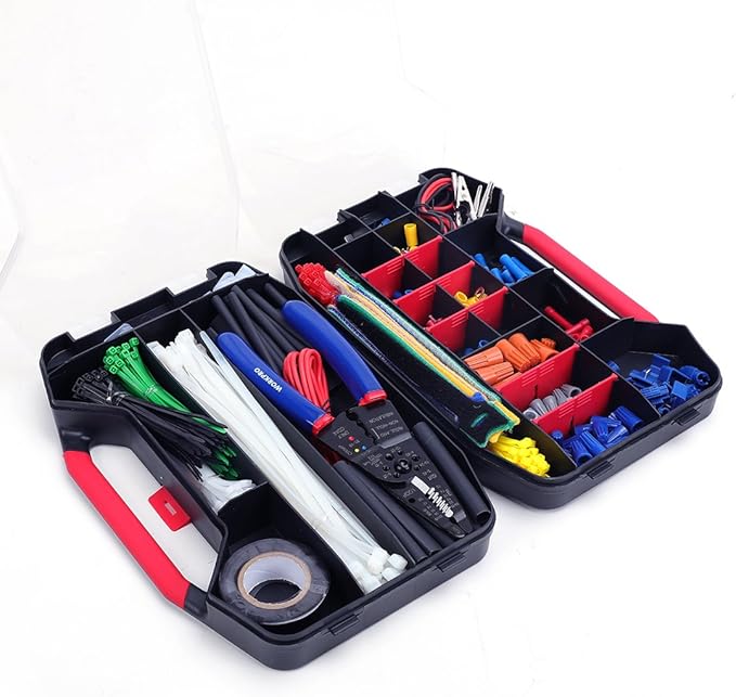 WORKPRO 582-piece Crimp Terminals, Wire Connectors, Heat Shrink Tube, Electrical Repair Kit with Wire Cutter Stripper