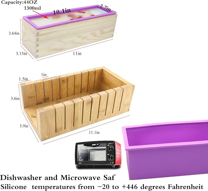 2 PCS Silicone soap molds -1 PCS Soap Cutting Tool Set Wooden Bamboo - Image 2