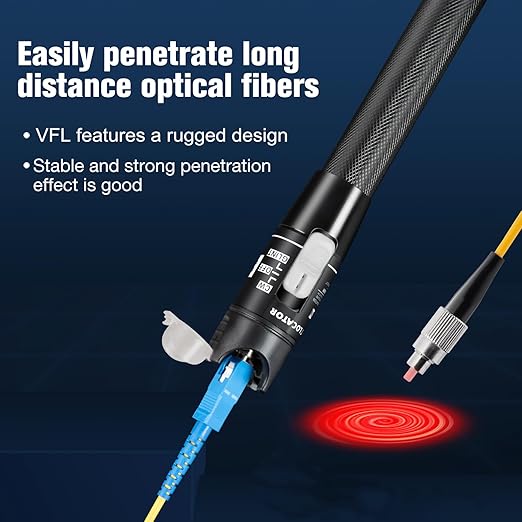 Visual Fault Locator, 80KM Fiber Optic Cable Tester Meter VFL Red Light Pen Light Source Testers (80 KM)