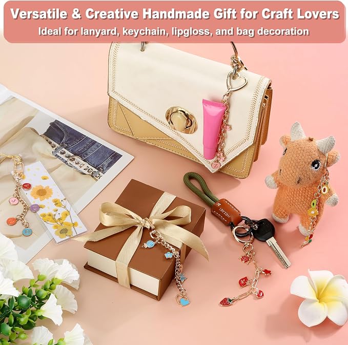 485 Pcs Charms Lip Gloss Keychain Making Kit, DIY Bag Charm Kit Including 40 - Image 5