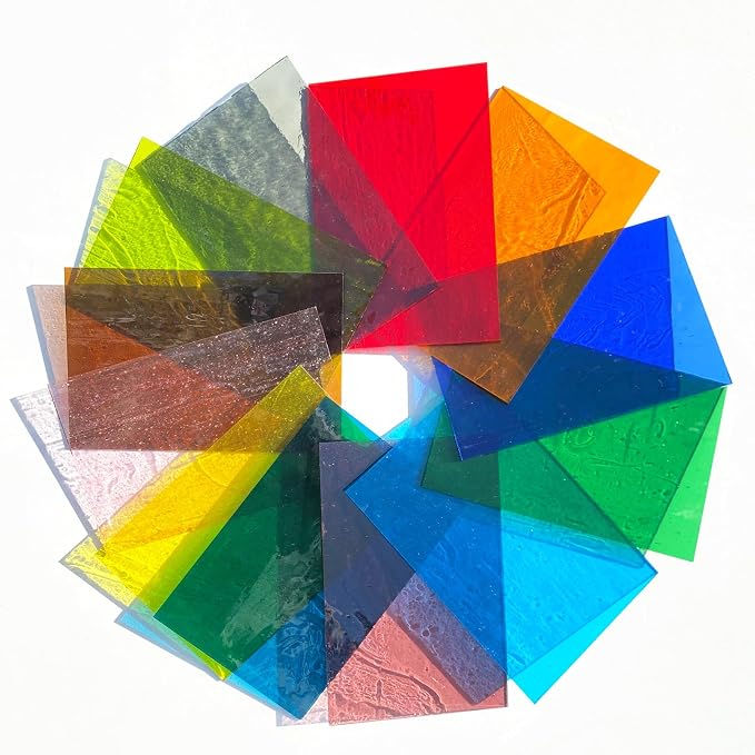 ILLUCKAI 12 Sheets Transparent Stained Glass Sheet Rainbow Colors, 6 x 4 inch - Image 5