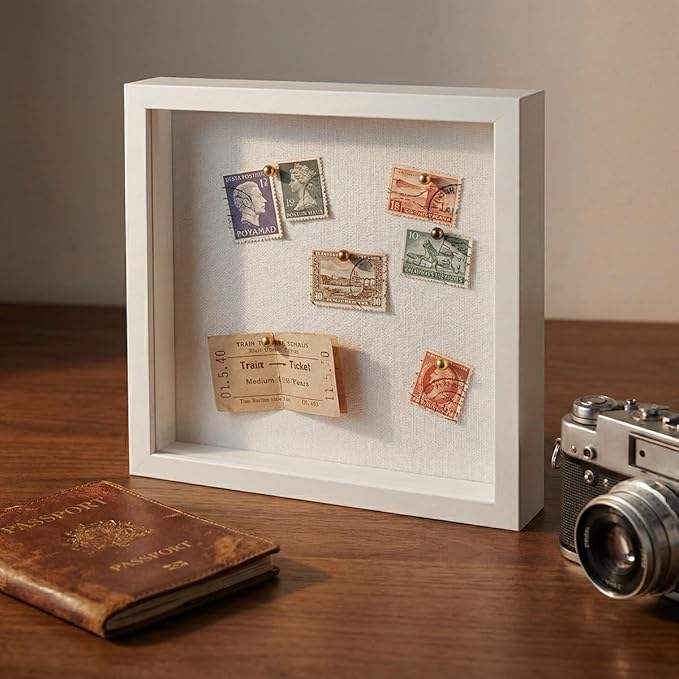 White 8×8 Shadow Box Display Frame, Premium Linen Backboard and Included - Image 6