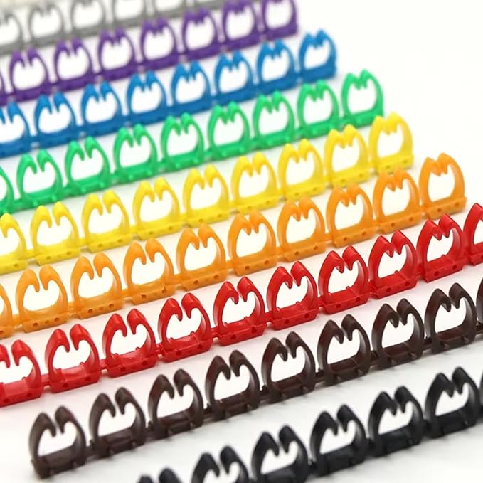 Wire Number Labels, 0.3 x 0.2in Colorful Wire Number Tube Cable Marker, Digital Number Clip on Wire Marker, Plastic Wire Numbering Marker for Wires Management, 100Pcs