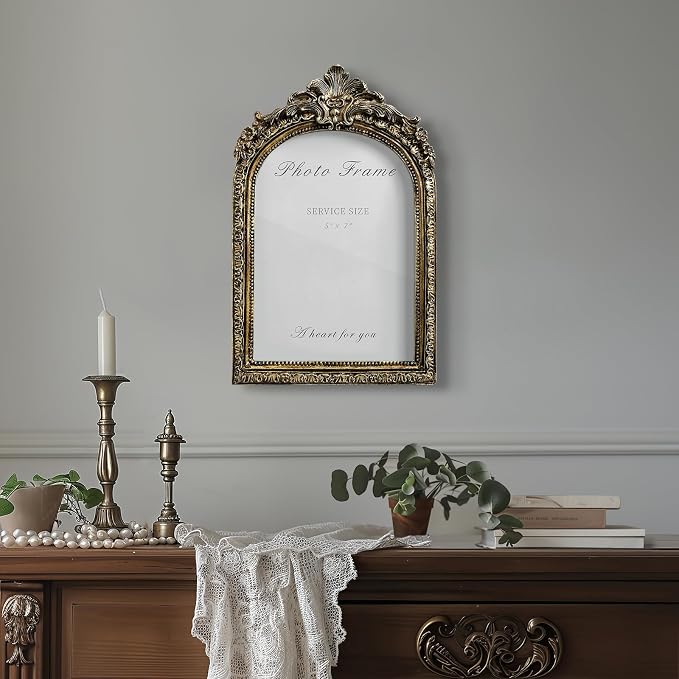 Cuspin 5x7 Picture Frame Arched Gold Frames, Vintage Bronze 5 by 7 Photo Frame - Image 7
