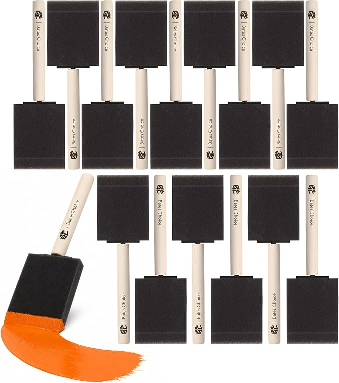Bates- Foam Paint Brushes, 2 Inch, 16 Pack, Wooden Handle | by BatesChoice
