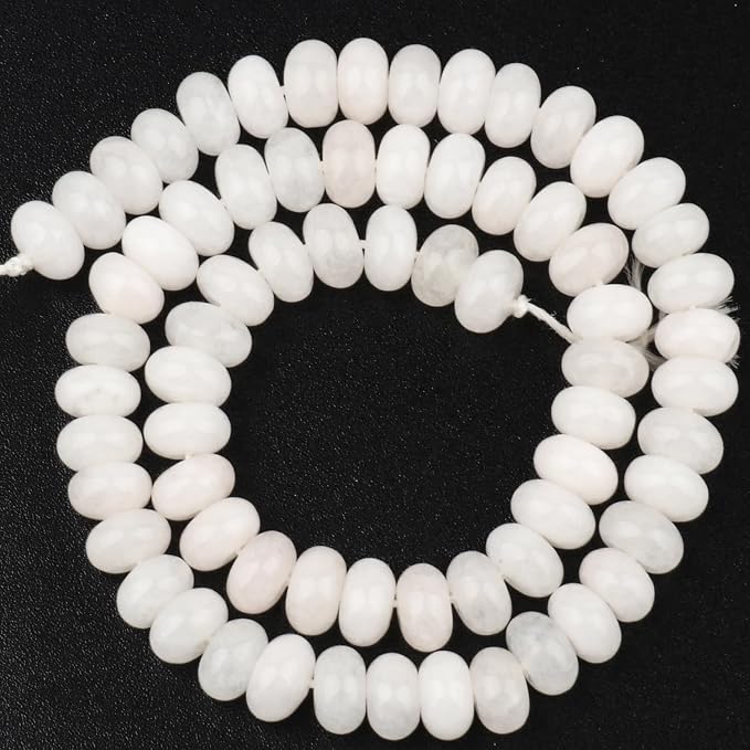 Songxi 5x8mm Natural White Jade Stone Rondelle Beads, Gemstone - Image 5