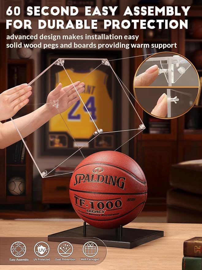 JupDec Basketball Display Case Acrylic Clear 10" Full Size - Image 2