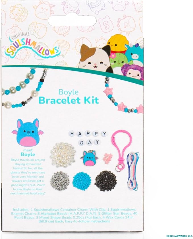 Original Squishmallows Boyle The Bat Bracelet Kit, Makes 3 Accessories - Image 10