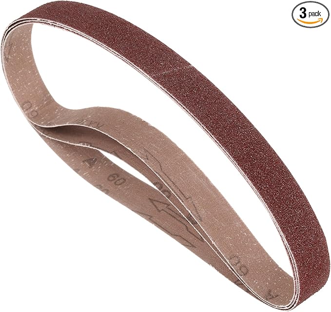 3 Pcs Sanding Belts 1-1/8 x 21 Inch 60 Grit Aluminum Oxide Abrasive Sandpaper for Belt Sander Metal Grinding Wood Working Weld Rust Removal