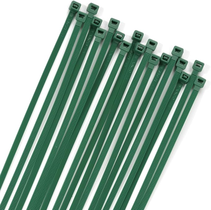 XINGO 100PCS Cable Zip Ties Heavy Duty, Premium Nylon Plastic Wire Ties with 50 Pounds Tensile Strength, Self-Locking Black Nylon Zip Ties for Indoor and Outdoor (10 inch, Dark Green)