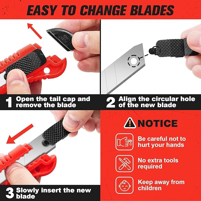 20 Pack Utility Knife, Box Cutter Retractable, Box Knife for Cartons, Cardboard, and Boxes, Box Opener with 10 Pieces 18mm Snap-off Blade, Razor Knife for Office and Home Use, Box Cutters
