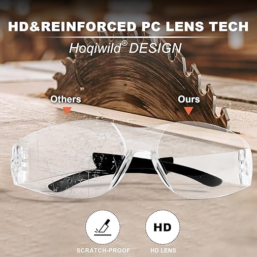 ANSI Z87.1 Clear Safety Glasses12 pack, Safety Glasses for men and women bulk, Scratch&Impact-Resistant construction safety glasses, for lab & in-/outdoor work