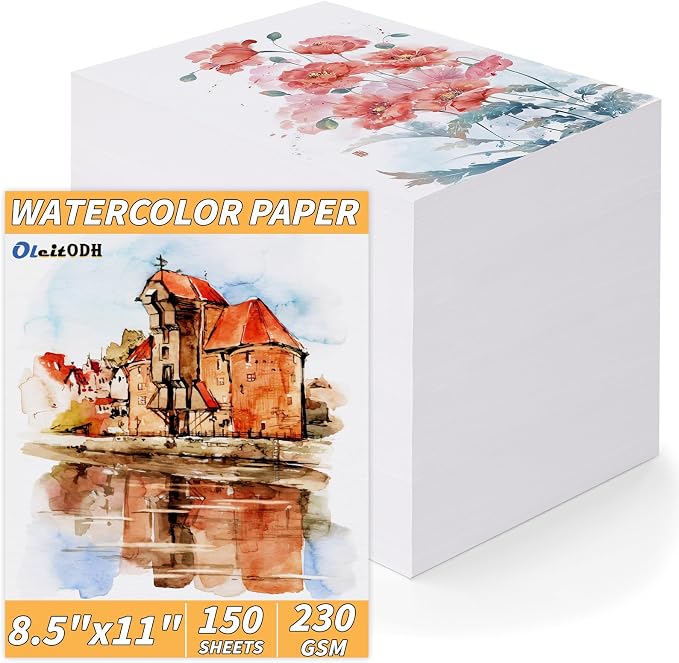 150 Sheets Cotton Watercolor Paper 8.5x11 Inch 230GSM Art Paper Bulk | by Oleitodh