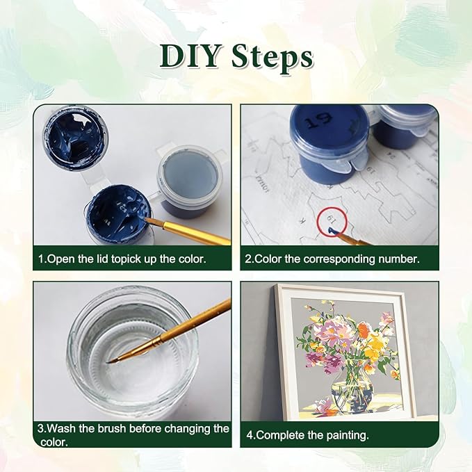 PHANTASYART Flowers Paint by Numbers Kit - Image 7