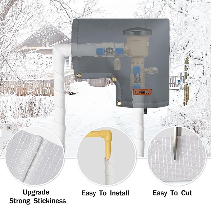 Pipe Insulation Tape, Outdoor Water Pipe Insulation Wrap, Foam Insulation Tape for Outdoor Pipes Winter Freeze Protection, Heat Tape for Water Pipes, Copper Pipes, PVC, AC Line, 3in x 15ft, White