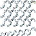 Swpeet 20Pcs 2"(50mm) Zinc Plated One Hole EMT Pipe Strap Kit, Pipe Straps U Bracket Tube Strap Pipe Clamp 1 Hole Snap On Pipe Strap Conduit Clamps Tension Clips for Fixing EMT Conduit Pipe