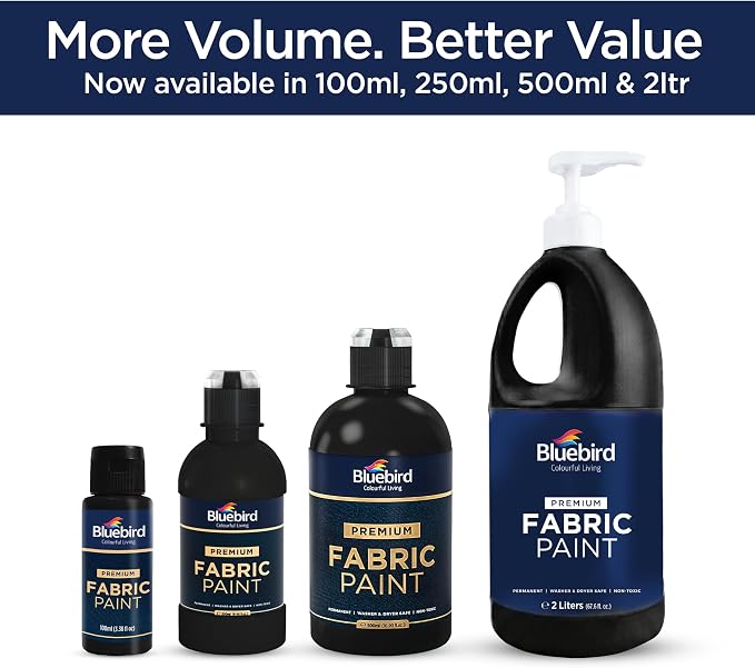 BLUEBIRD Fabric Paint, Lamp Black, 67.6 Fl Oz, Permanent Fabric Paints - Image 7