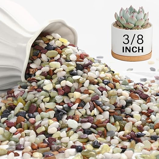 NUPICK 3 lbs Pebbles for Indoor Plants, 3/8 Inch Pea Gravel for Fish Tank by CreateAmazingChoice