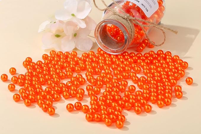 DUQGUHO 8mm Orange Beads for Jewelry Making Plastic Pearl Beads - Image 3