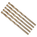 Drill Bit, #24 Cutting Diameter, 4341 HSS Gold Finish 135° Cutting Angle Number Jobber Bits - (Applications: for Drilling Soft Metal Plastic Wood), 5-Pieces