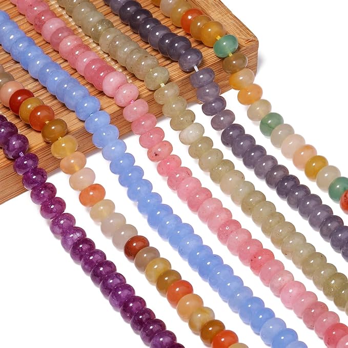 Songxi 5x8mm Natural White Colored Jade Stone Rondelle Beads, Gemstone - Image 8