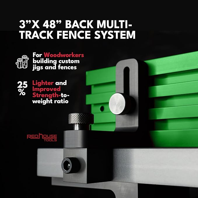 Multi T-Track - 3" Universal T-Track for Woodworking | Anodized Aluminum T Track Fence System | Woodworking Accessories | 48" Fence System (Set of 2) | Red