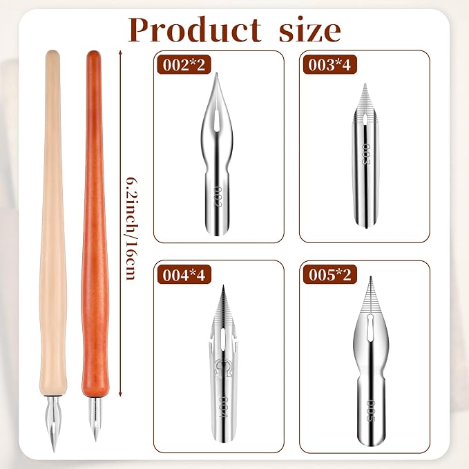 14 Pcs Calligraphy Nibs Dip Pen Nibs Holders - Image 2