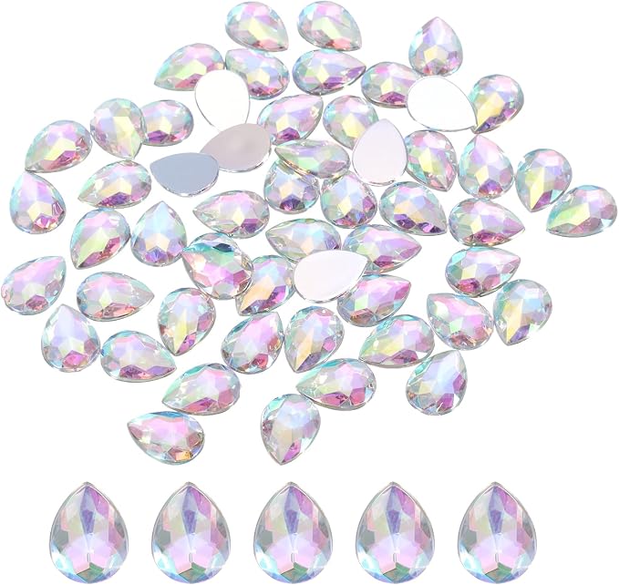 MECCANIXITY 50PCS Flat Back Acrylic Teardrop Gems 10x14mm Artificial Rhinestones by MECCANIXITY