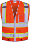 SKSAFETY 10 Pockets Safety Vest, Class 2 High Visibility Security with Zipper, Hi Vis Vest with Reflective Strips, ANSI/ISEA Standard, Construction Work Vest for Men ＆ Women （Orange, 2XL）