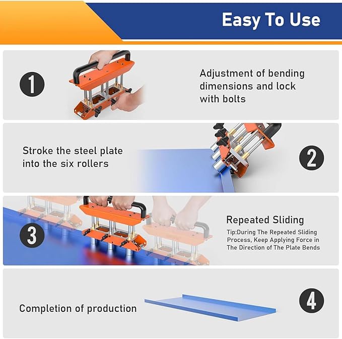 3 Station Roller, 0-90 ° Angle Large Radius Sheet Roller Bender, Aluminum Standing Seam Roofing Tools (Brown)