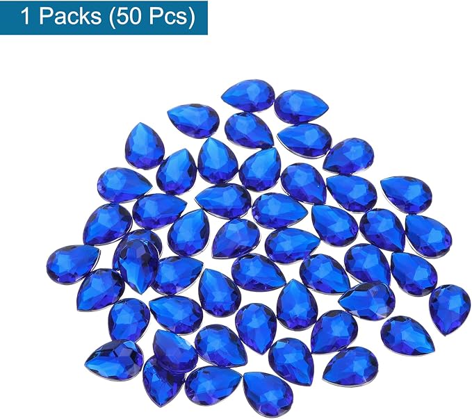 MECCANIXITY 50PCS Flat Back Acrylic Teardrop Gems 13x18mm Artificial Rhinestones - Image 3