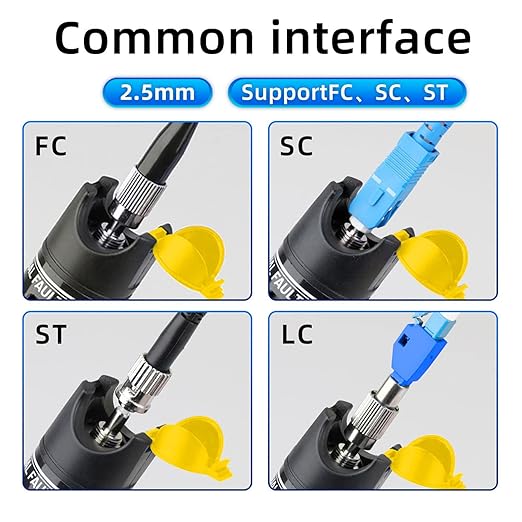 1pc Fiber Optic Visual Fault Locator VFL Fiber Optic Cable Tester with 1pcs Singlemode 9/125um FC Male to LC Female Adapter, Yellow Switch (Mode Number: VFL-50)