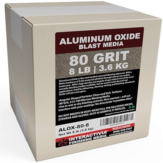 #80 Aluminum Oxide - 8 LBS - Medium Sand Blasting Abrasive Media for Blasting Cabinet and Blasting Guns.