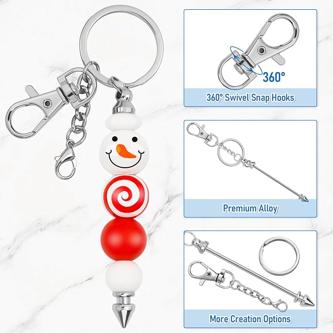 ROADPLUM 12 Pcs Beadable Keychain Bar, Alloy Blank Key Chain Accessories Bulk - Image 3
