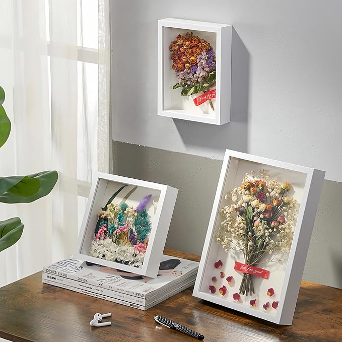 4 Pack 6x8 Shadow Box Frame, HD Glass White MDF Wooden Frames - Image 3