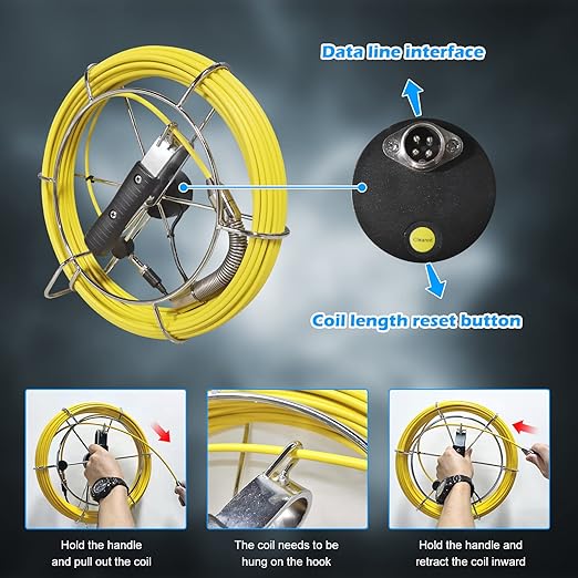 Sanyipace Sewer Camera with Locator 100 FT/30 M, Drain Pipe Inspection Camera with Detector, Waterproof Cámara Probe w/h 512Hz Transmitter, Distance Counter, 9" Color Screen, 16GB TF Card, 5mm Cable