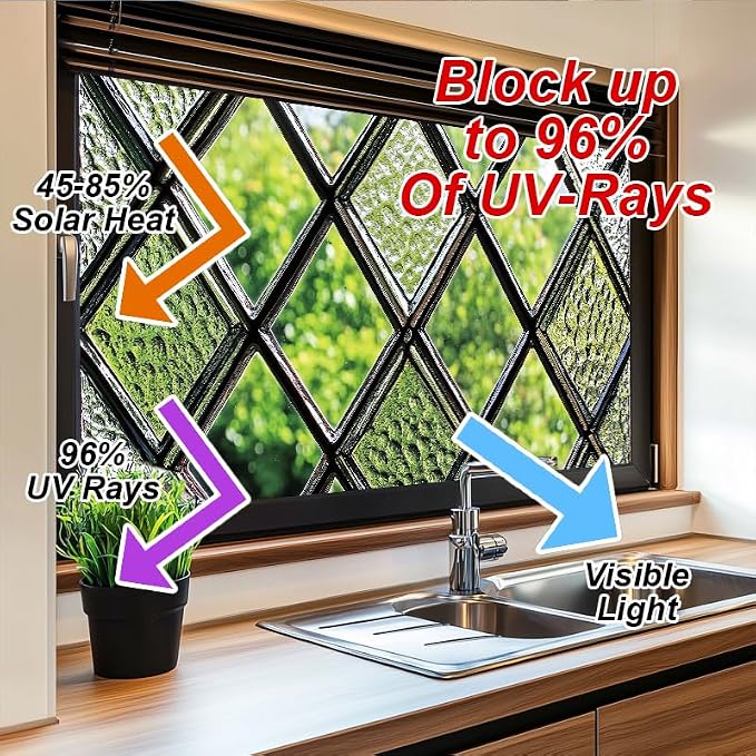 Diamond Grid Privacy Window Film 17.71x39.97 Inch Textured Green Glass Look - Image 4