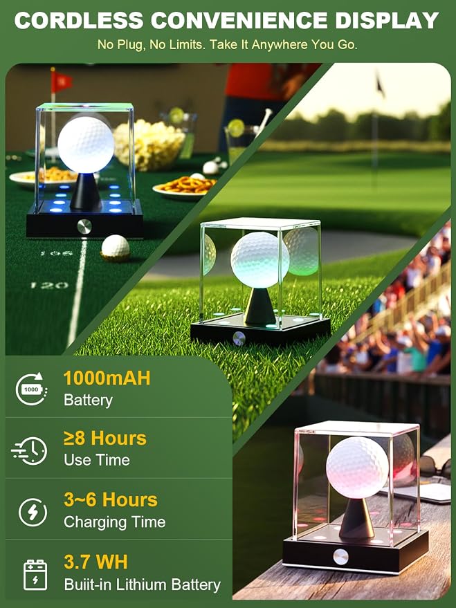 JupDec Cordless LED Golf Ball Display Case, Autograph Cube Showcase - Image 2